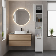 Vysoká koupelnová skříňka SILKE, 180×30×30cm, bílá