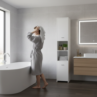 Vysoká koupelnová skříňka SILKE, 180×30×30cm, bílá