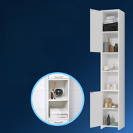 Vysoká koupelnová skříňka SILKE, 180×30×30cm, bílá