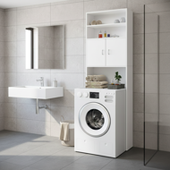 Vysoká skrinka nad práčku SILKE, 185x63x20cm, biela