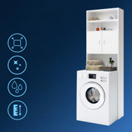 Vysoká skrinka nad práčku SILKE, 185x63x20cm, biela