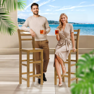 Barové židle OSLO s opěradly, 2ks, 40x36x110cm, přírodní hnědá