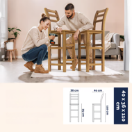 Barové židle OSLO s opěradly, 2ks, 40x36x110cm, přírodní hnědá