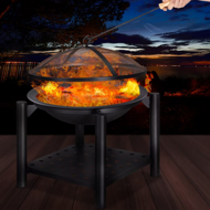 Ohniště s prostorem na dřevo FIRE, Ø55cm, černá