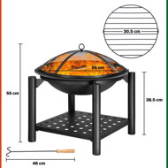 Ohniště s prostorem na dřevo FIRE, Ø55cm, černá