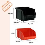 Závěsný organizér do dílny ORDER, 30 boxů, 64x2x38cm, červená/černá