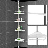 Teleskopický regál do sprchy DELMO, 92-306 cm, bílá