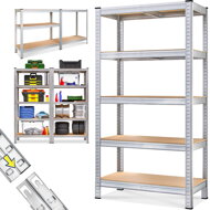 Regál s vysokou nosností HEAVY, 2-kusy, max875kg, 90x40x180cm stříbrná
