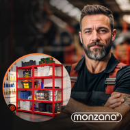 Regál s vysokou nosností HEAVY, max. 875 kg, 90×40×180 cm, červená