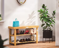 Lavice do předsíně s prostorem na boty NINA, 90x32x46cm, přírodní hnědá