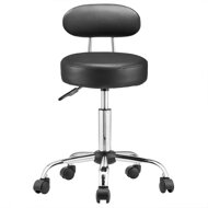 Taburetka na kolečkách s opěradlem ROLAND, Ø35cm, černá