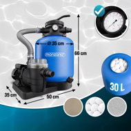 Písková filtrace k bazénu AQUA s předfiltrem, 13 200 l/h, modrá