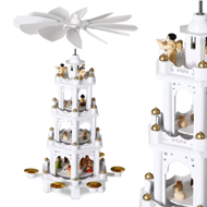 Vánoční pyramida MERRY, 60x20x20cm, bílá