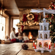 Vánoční pyramida MERRY, 60x20x20cm, bílá