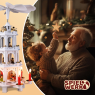 Vánoční pyramida MERRY, 60x20x20cm, bílá