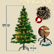 Umělý vánoční stromeček RUDOLPH se světýlky, 150 cm, zelená