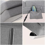 Lenoška LONDON s masážní a vyhřívací funkcí, 186×55×89cm, šedá