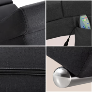 Lenoška LONDON s masážní a vyhřívací funkcí, 186x55x89 cm, antracitová