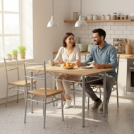 Jídelní souprava PAUL, 5-dílná, přírodní hnědá