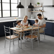 Jídelní souprava PAUL, 5-dílná, přírodní hnědá