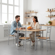 Jídelní souprava PAUL, 5-dílná, přírodní hnědá