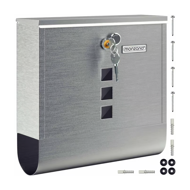 Poštovní schránka s válcem na noviny POST, 30,5x10x33,5cm, stříbrná