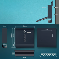 Poštovní schránka s válcem na noviny POST, 30,5x10x33,5cm, antracitová