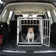 Přepravka pro psa BRUNO, 66x90x72cm, stříbrná/černá