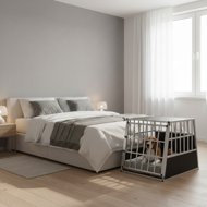 Přepravka pro psa BRUNO, 66x90x72cm, stříbrná/černá