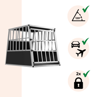 Přepravka pro psa BRUNO, 66x90x72cm, stříbrná/černá