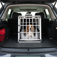 Přepravka pro psa BRUNO, 66x90x72cm, stříbrná/černá