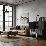 Přepravka pro psa BRUNO, 66x90x72cm, stříbrná/černá