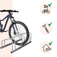 Stojan na 3 kola BIKE, 84x32x27cm, stříbrná