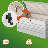 Kovový úložný box METALBOX, 385L, 120×62×63 cm, šedá