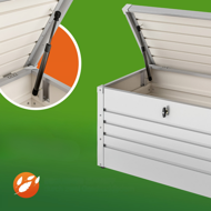 Kovový úložný box METALBOX, 385L, 120×62×63 cm, šedá