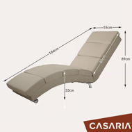 Lenoška LONDON s masážní a vyhřívací funkcí, 186×55×89cm, béžová