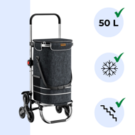 Nákupní taška na kolečkách do schodů COMFORT, 50l, černá