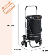 Nákupní taška na kolečkách do schodů COMFORT, 50l, černá