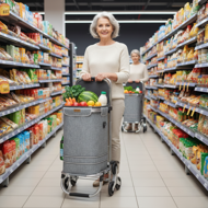 Nákupní taška na kolečkách do schodů COMFORT,50l, šedá