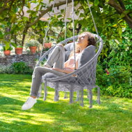 Závěsné křeslo BOHO s polštáři, Ø61cm, světle šedá