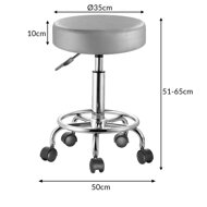 Taburetka na kolečkách OXANA s opěrkou na nohy, Ø35cm šedá