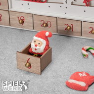 Dřevěný adventní kalendář SANTA CLAUS s osvětlením, 35x6x27cm, bílá/hnědá