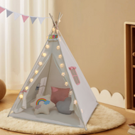 Dětský stan teepee JULIA, 120x120x160cm, béžová/růžová