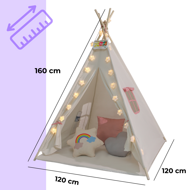 Dětský stan teepee JULIA, 120x120x160cm, béžová/růžová