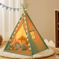 Dětský stan teepee JULIUS, 120x120x160cm, šedá/modrá