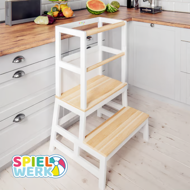 Učicí věž PLAY borovice, 93x56x49, bílá/přírodní hnědá