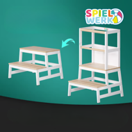 Učicí věž PLAY borovice, 93x56x49, bílá/přírodní hnědá