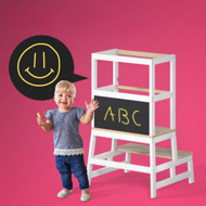 Učicí věž PLAY borovice, 93x56x49, bílá/přírodní hnědá