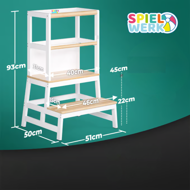 Učicí věž PLAY borovice, 93x56x49, bílá/přírodní hnědá