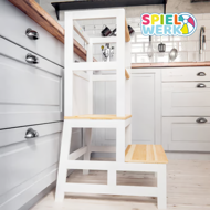 Učicí věž PLAY borovice, 93x56x49, bílá/přírodní hnědá